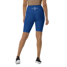 Load image into Gallery viewer, Biker Shorts (Dark Cerulean w/White)
