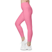 Load image into Gallery viewer, Crossover leggings with pockets (Tickle Me Pink)
