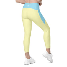 Load image into Gallery viewer, Crossover leggings with pockets (Columbia Blue &amp; Cumulus)
