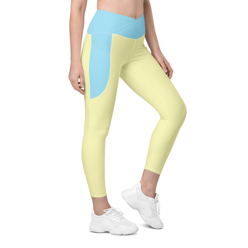 Crossover leggings with pockets (Columbia Blue & Cumulus)