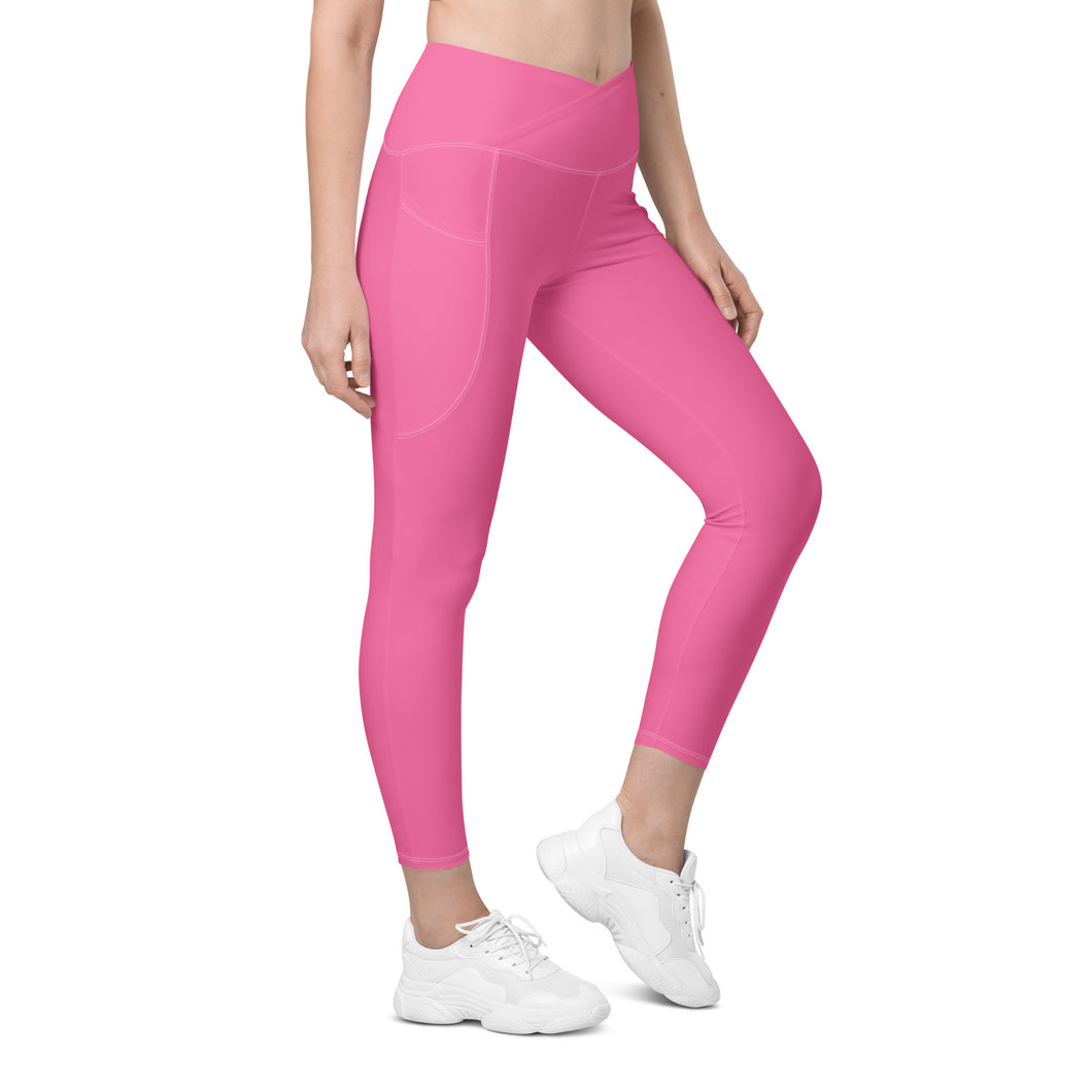 Crossover leggings with pockets (Brilliant Rose)