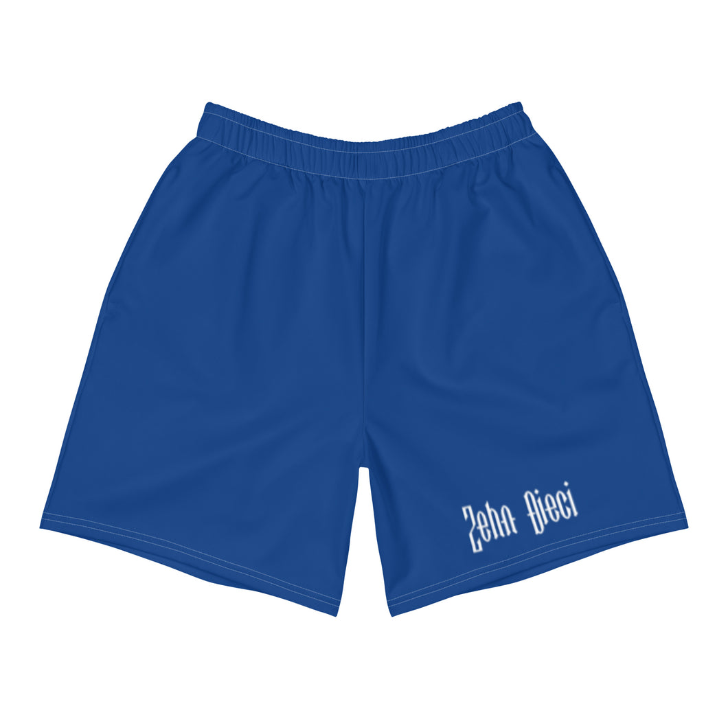 Men's Athletic Long Shorts (Dark Cerulean w/White)