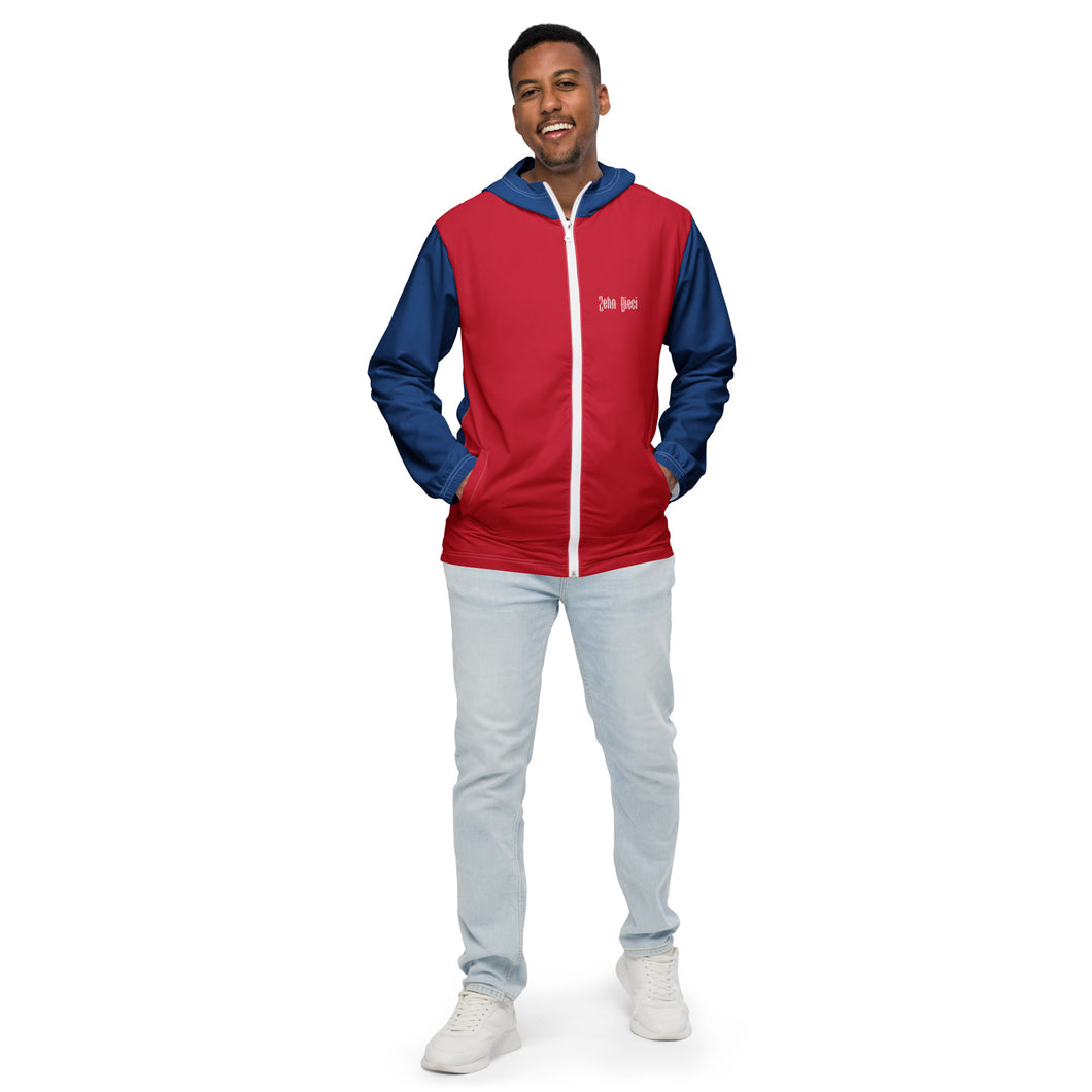 Men’s Windbreaker (Dark Cerulean & Red)