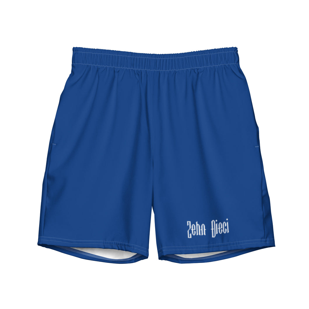 Men's swim trunks (Dark Cerulean w/White)