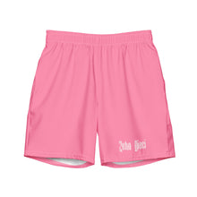 Load image into Gallery viewer, Men&#39;s swim trunks (Tickle Me Pink w/White)
