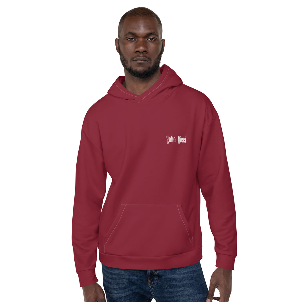 Unisex Hoodie (Burgundy & White)