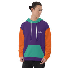 Load image into Gallery viewer, Unisex Hoodie &quot;Jasiri&quot; (Purple, Orange, &amp; Niagara)
