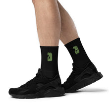 Load image into Gallery viewer, ZD Embroidered socks (Black &amp; Green)
