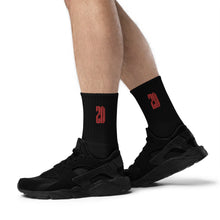 Load image into Gallery viewer, ZD Embroidered socks (Black &amp; Red)
