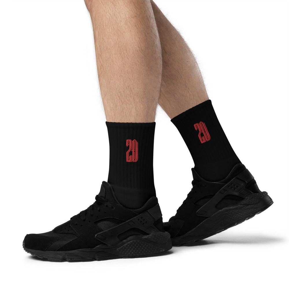 ZD Embroidered socks (Black & Red)