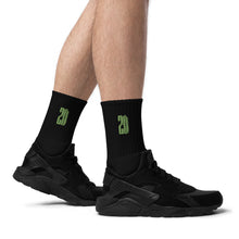 Load image into Gallery viewer, ZD Embroidered socks (Black &amp; Green)
