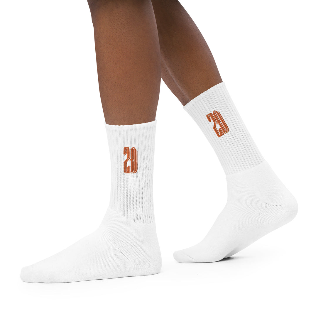 ZD Embroidered socks (White & Orange)