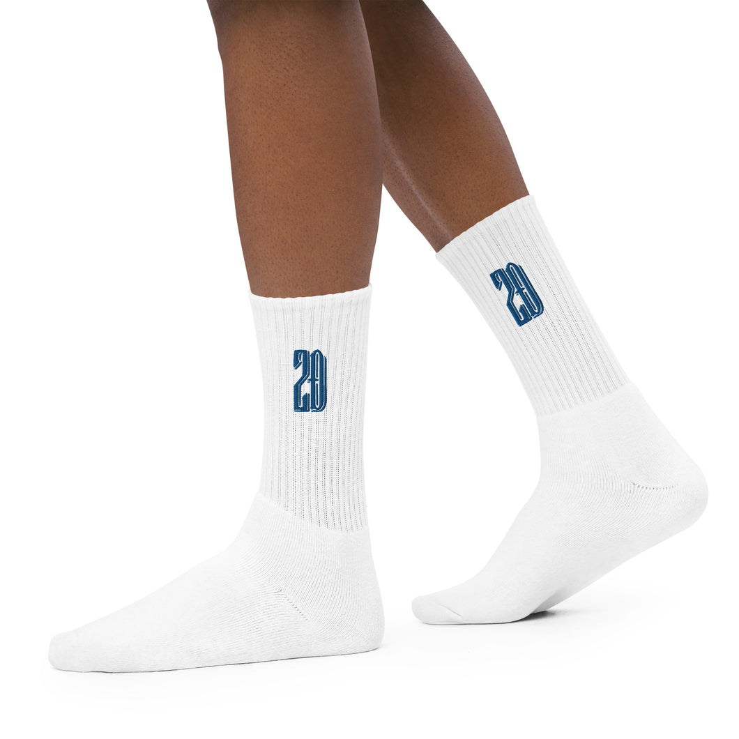 ZD Embroidered socks (White & Royal Blue)