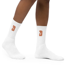 Load image into Gallery viewer, ZD Embroidered socks (White &amp; Orange)
