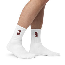 Load image into Gallery viewer, ZD Embroidered socks (White &amp; Maroon)
