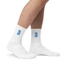 Load image into Gallery viewer, ZD Embroidered socks (White &amp; Aqua)
