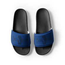 Load image into Gallery viewer, Men’s slides (Black &amp; Dark Cerulean)
