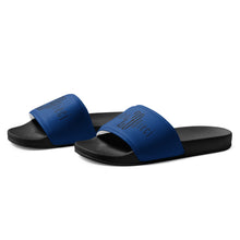 Load image into Gallery viewer, Men’s slides (Black &amp; Dark Cerulean)
