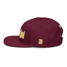 Load image into Gallery viewer, Snapback Hat (Burgundy w/Gold &amp; White)
