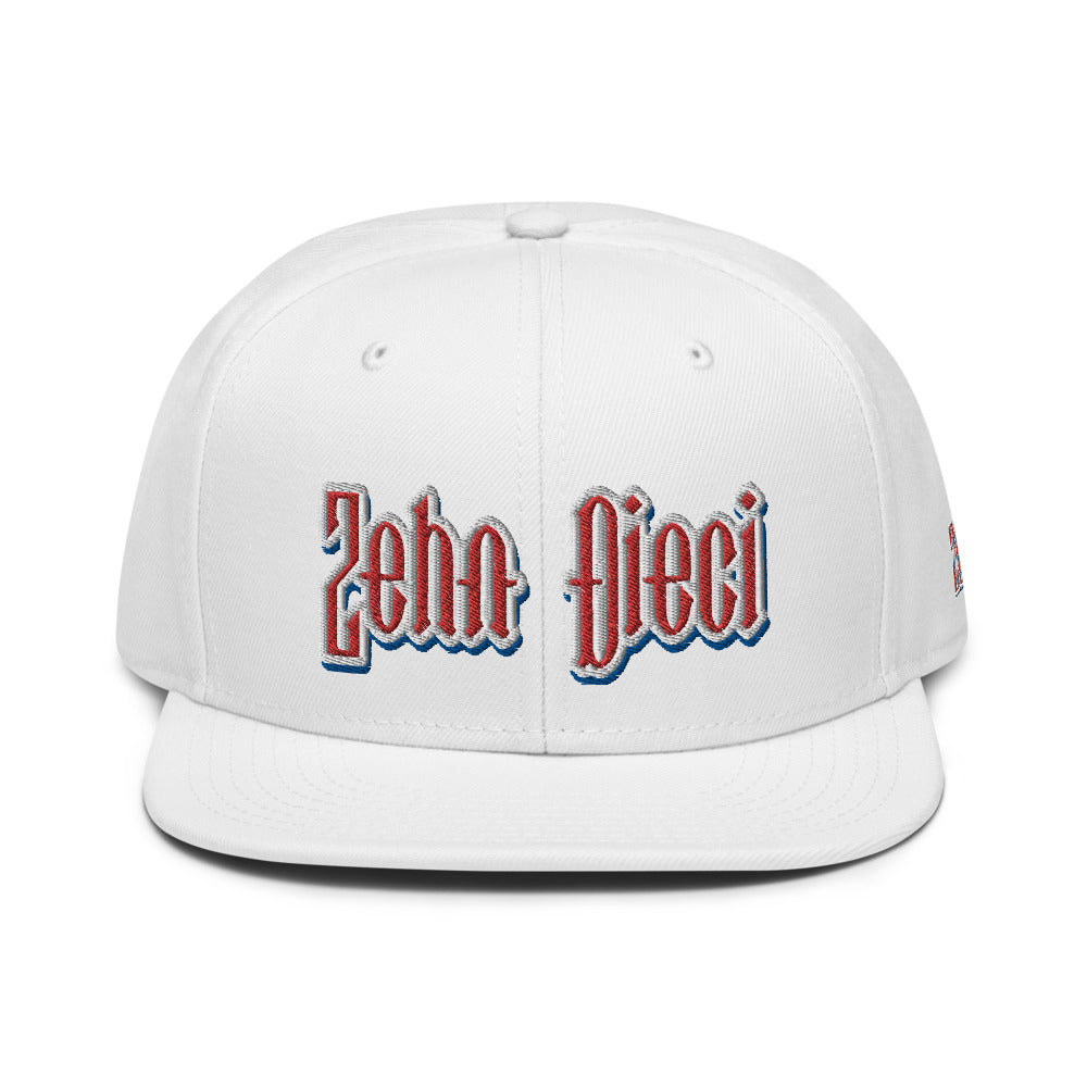 Snapback Hat (White w/Red, White, & Royal Blue)