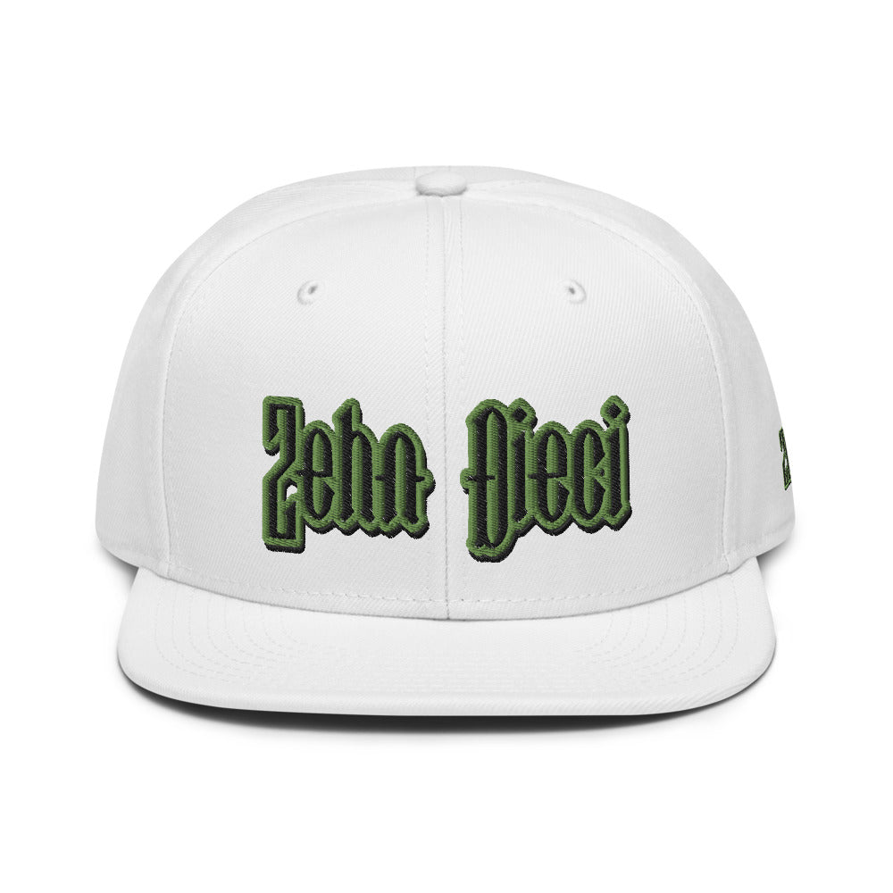 Snapback Hat (White w/Black & Green)