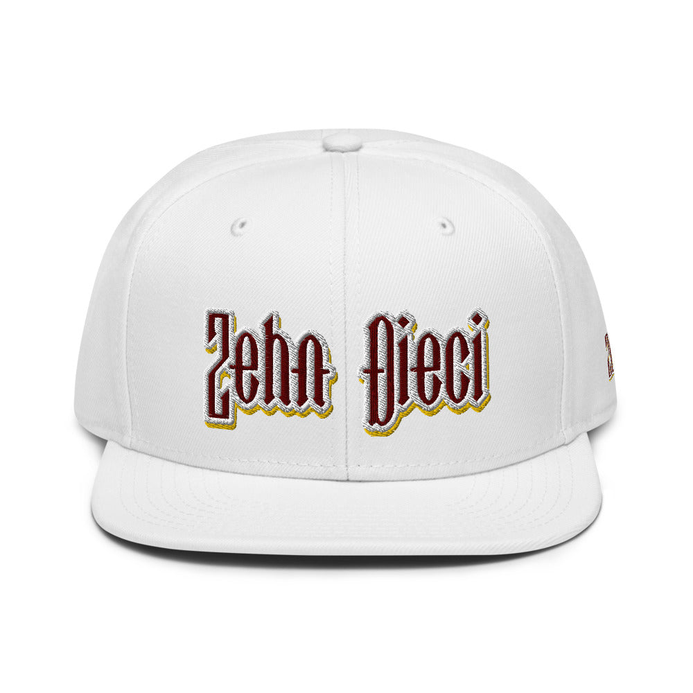 Snapback Hat (White w/Maroon, White, & Gold)