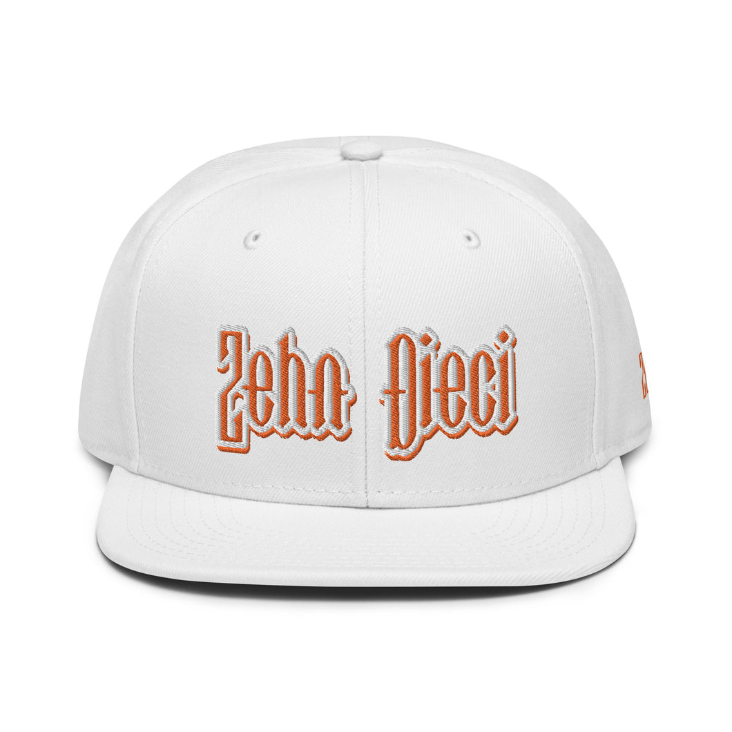 Snapback Hat (White & Orange)