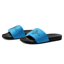 Load image into Gallery viewer, Women&#39;s slides (Black &amp; Deep Sky Blue)
