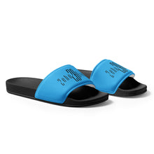 Load image into Gallery viewer, Women&#39;s slides (Black &amp; Deep Sky Blue)
