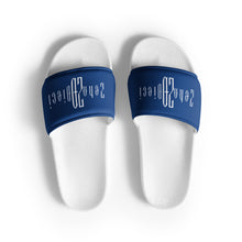 Load image into Gallery viewer, Women&#39;s slides (White &amp; Dark Cerulean)
