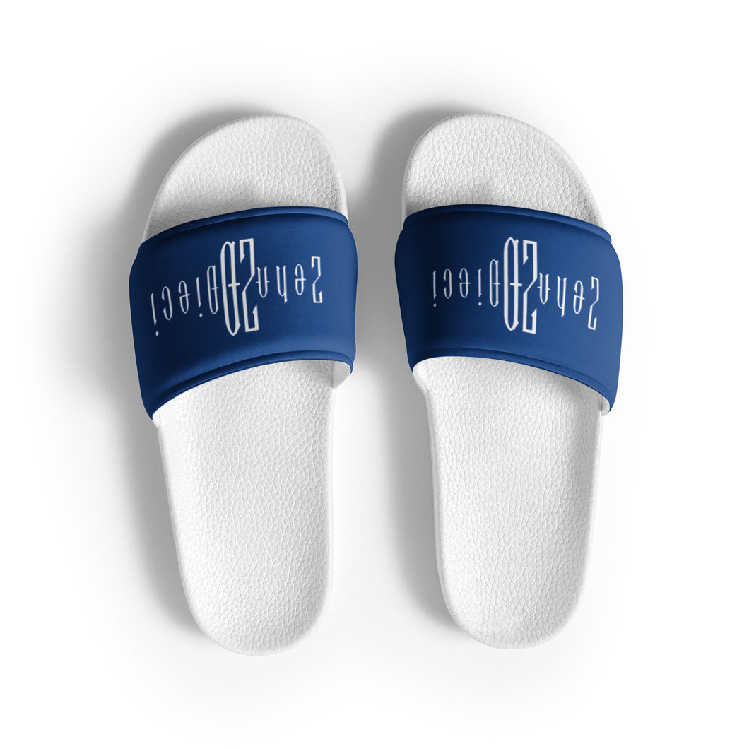 Women's slides (White & Dark Cerulean)