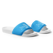 Load image into Gallery viewer, Women&#39;s slides (White &amp; Deep Sky Blue)
